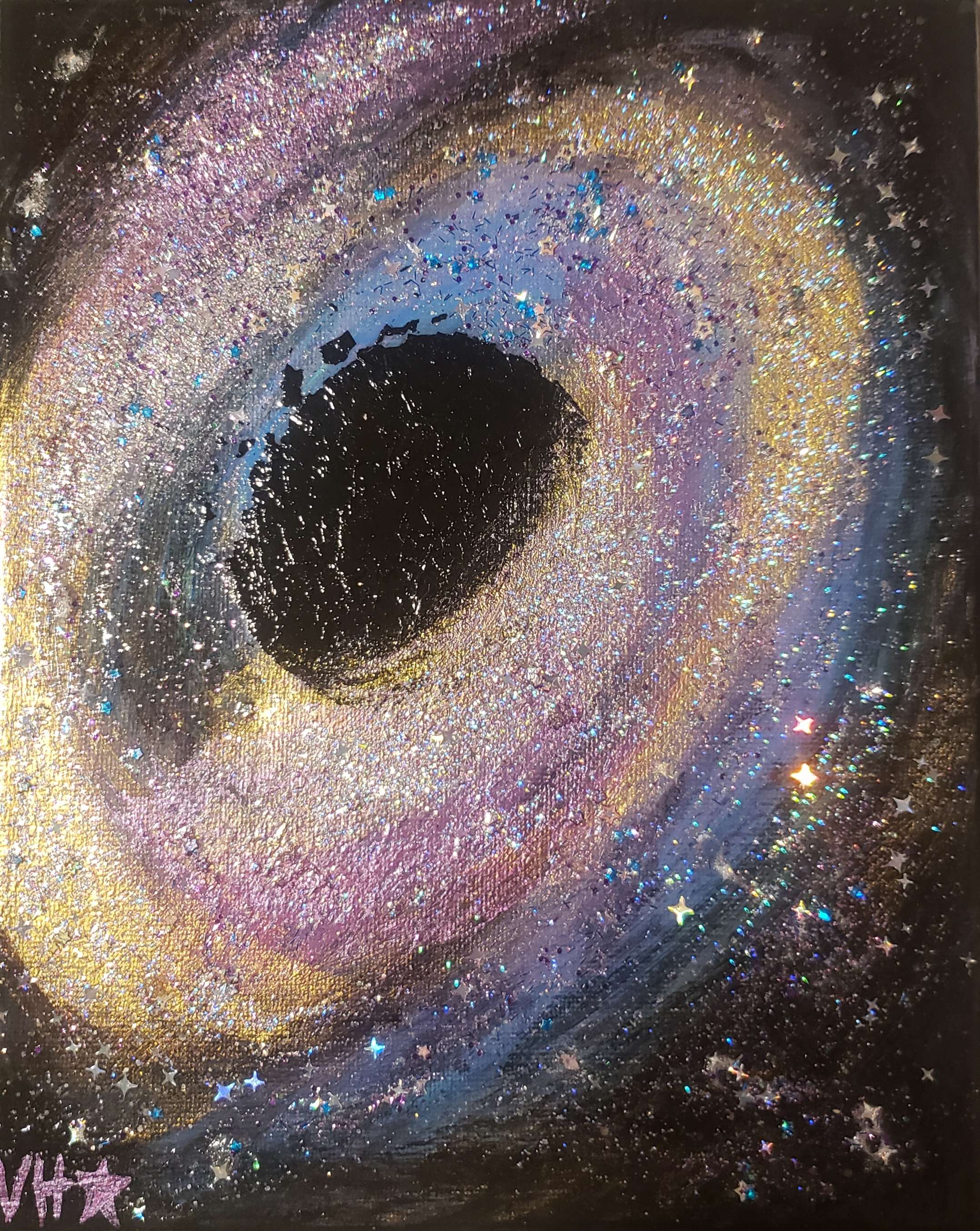 Black Hole, acrylic and glitter on canvas